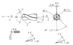 Figure 2 Schematic Diagram of Four-Flute Drill Bit Structure​
