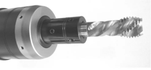 Figure 3 A high-helix thread tap (mounted on a tool holder)